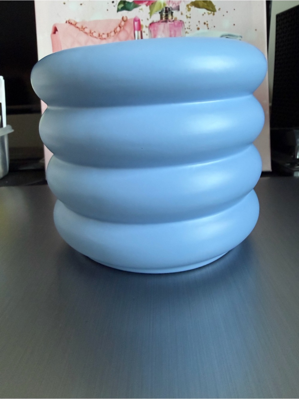 Room Essentials Blue Rippled Ceramic Planter